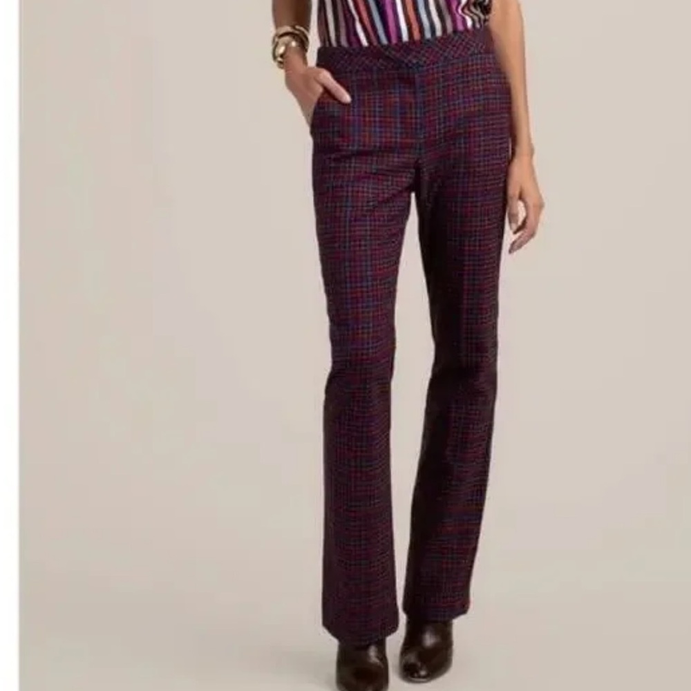 Trina TurkRed and Blue Plaid Pants